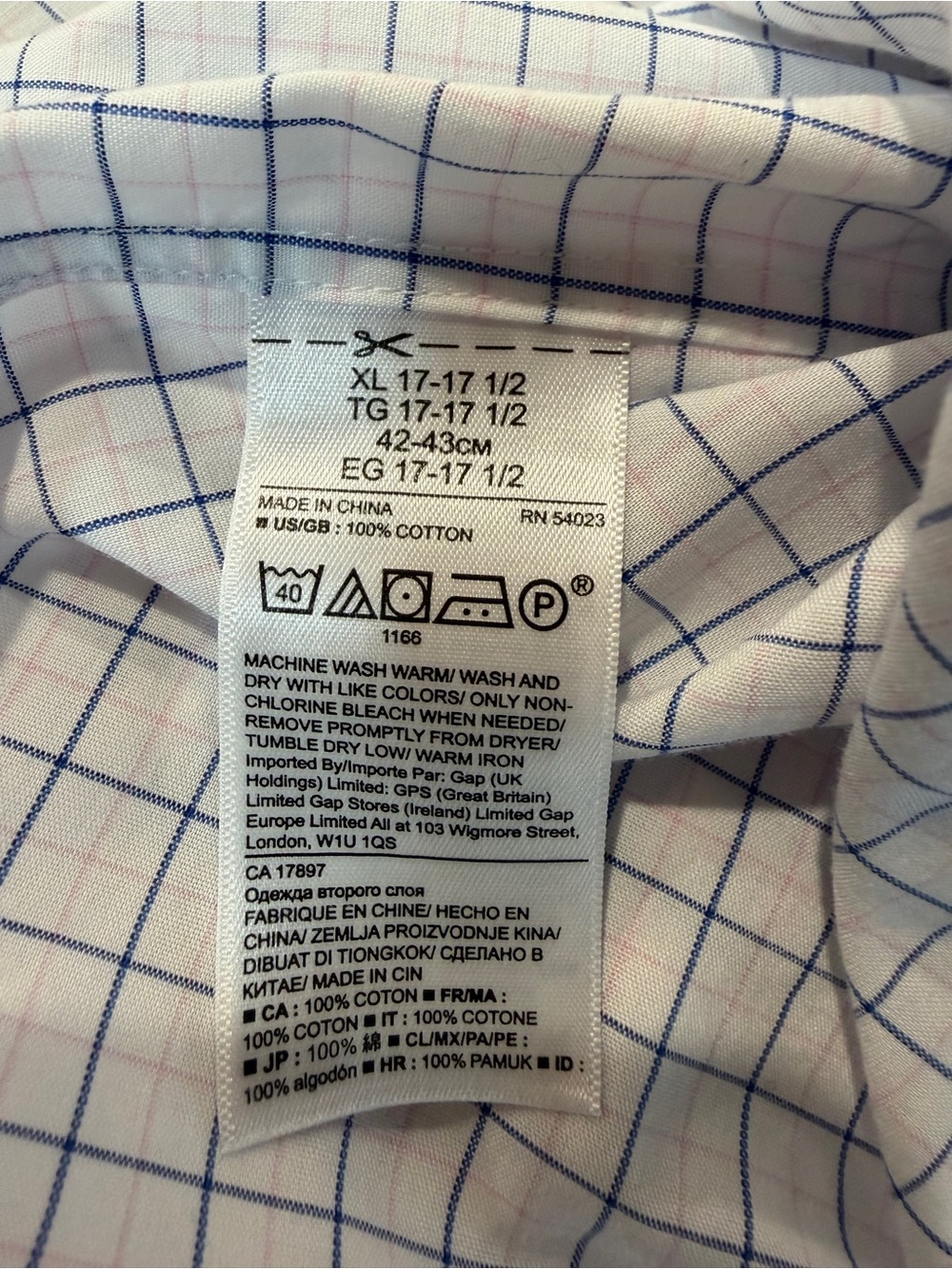 Banana Republic Camden Standard Fit Dress Shirt White Blue Windowpane XL - Picture 5 of 7